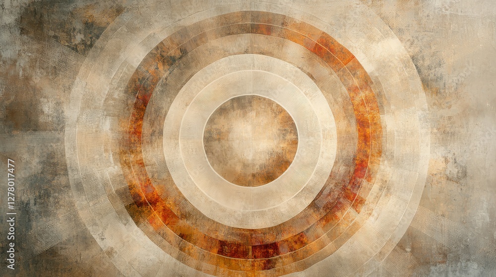 Aufkleber abstract art featuring layered concentric circles of multiple textures