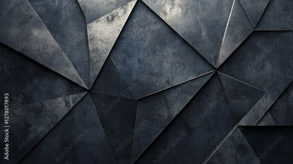 Poster geometric abstract design featuring triangles of different shades and texture