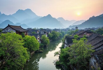 the scenery of the ancient town of shaoxing zhejiang