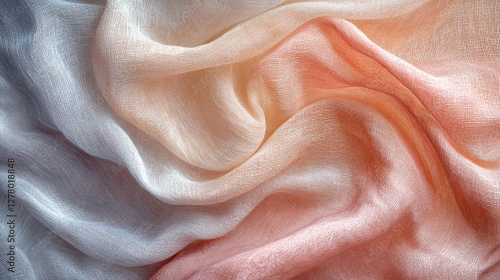 Poster soft flowing fabric displays gradual hues of color on display