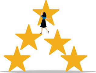 Best star rating, high quality product or good quality service concept