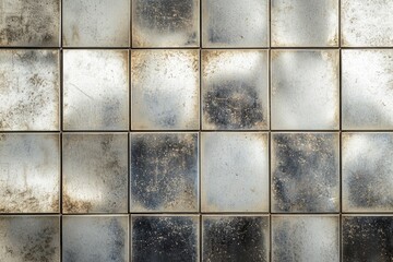 Naklejka premium Industrial grunge textured metal tiles with aged patina