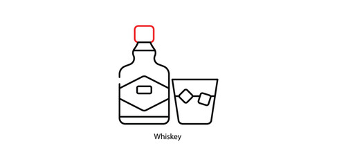 Whiskey Vector Icon - Aged Distilled Alcoholic Beverage Bottle Symbol