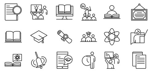 School and education line style icon set. editable.