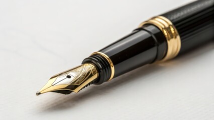Fountain Pen on White Background