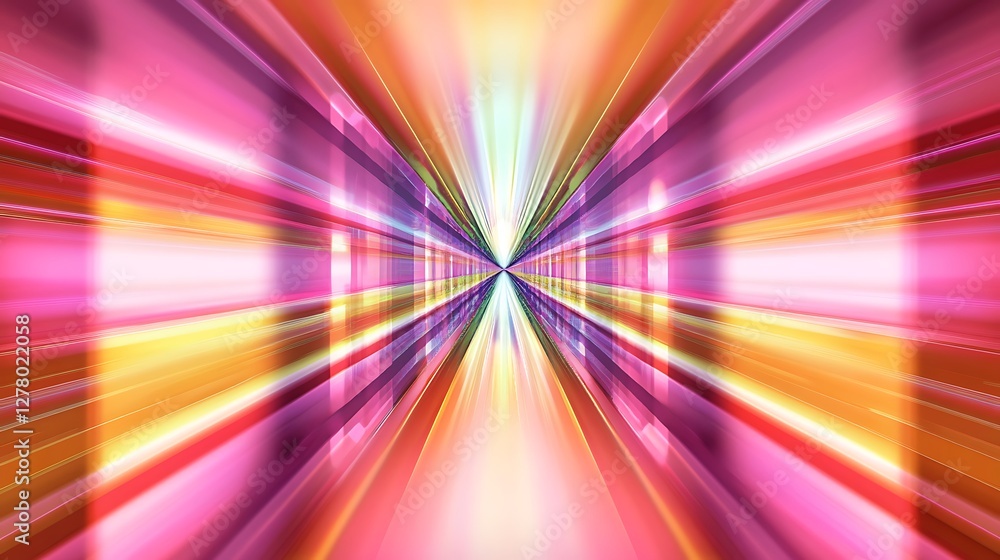 Poster abstract colorful speed tunnel light rays design