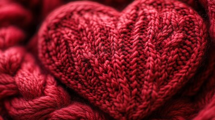 Close-up of a Red Knitted Heart