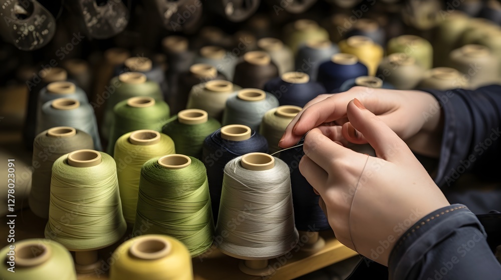 Poster Artisans Weaving Handmade Plant Based Fabrics Using Time Honored Techniques in a Traditional Craft Workshop