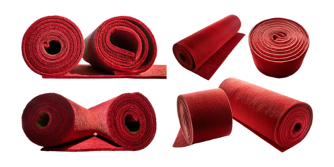 Rolled Sheets of Red Fabric Textiles for Seamless Background Design