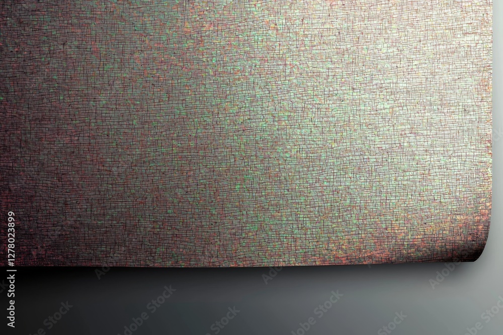 Poster metallic textured surface with subtle iridescent hue and rolled edge design
