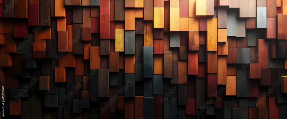 Poster abstract background of brown and orange rectangular blocks