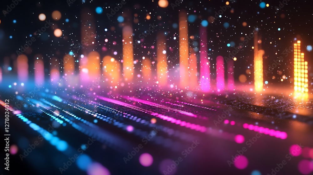 Poster abstract colorful lights background with sparkling particles