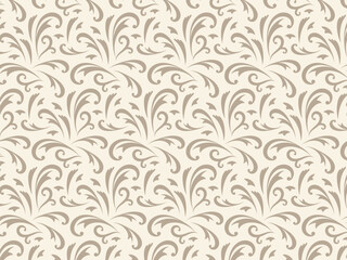 ボタニカルな模様のシームレスパターン背景イラスト