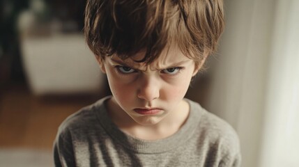 angry boy portrait upset child expression