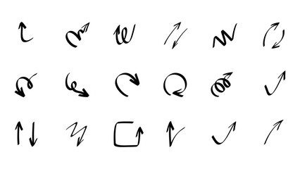 Set arrows different handwritten, line art style  ,Hand drawn design elements , Flat Modern design, isolated on white background, illustration vector EPS 10
