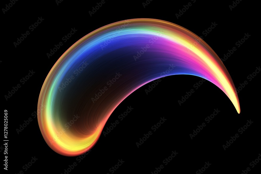 Poster colorful abstract light wave on black background: rainbow spectrum and dynamic motion