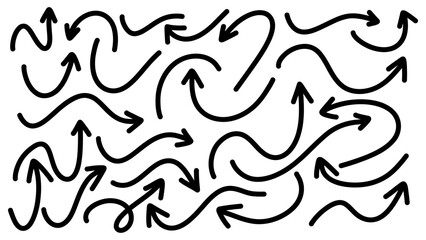 Fototapeta premium Set arrows different handwritten, line art style ,Hand drawn design elements , Flat Modern design, isolated on white background, illustration vector EPS 10