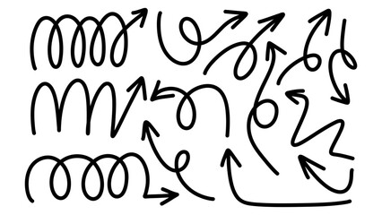 Set arrows different handwritten, line art style  ,Hand drawn design elements , Flat Modern design, isolated on white background, illustration vector EPS 10