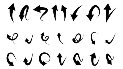 Obraz premium Set arrows different handwritten, line art style ,Hand drawn design elements , Flat Modern design, isolated on white background, illustration vector EPS 10