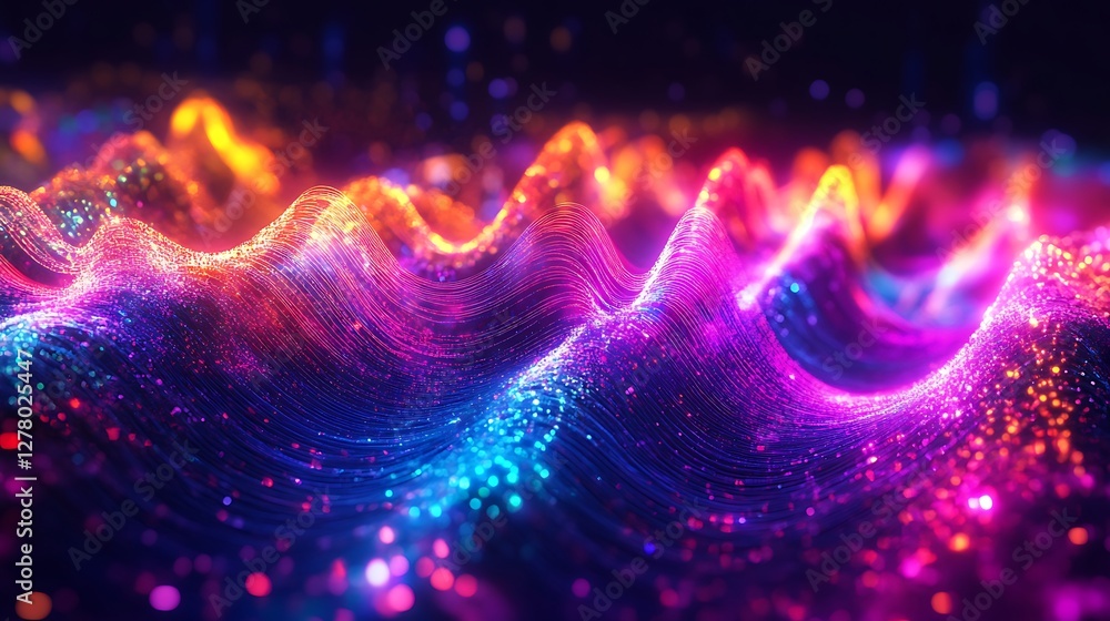Poster abstract colorful wavy light particle background