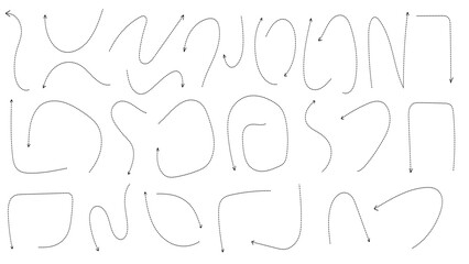 Set arrows different handwritten, line art style  ,Hand drawn design elements , Flat Modern design, isolated on white background, illustration vector EPS 10