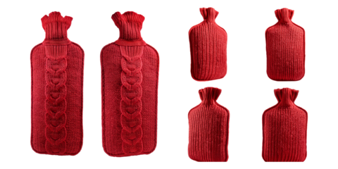 Red Knit Hot Water Bottles for Warmth and Comfort in Winter Season