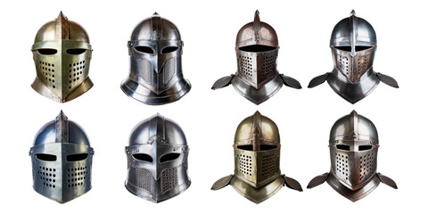 Medieval Helmets Collection Featuring Various Styles and Designs