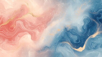 Fototapeta premium A Watercolor Abstract Art Piece Featuring Swirling Colors and Gold Accents