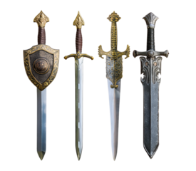 Decorative Swords and Shield with Detailed Designs and Textures