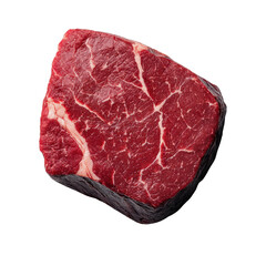 Fototapeta premium A marbled cut of red meat showcasing rich color and distinctive fat streaks. isolated on white background.