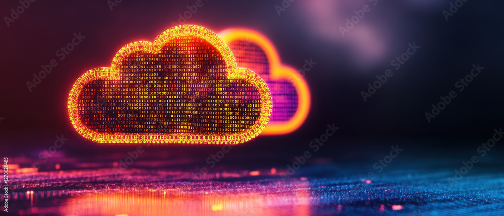Aufkleber modern cloud security concept with glowing digital clouds and data