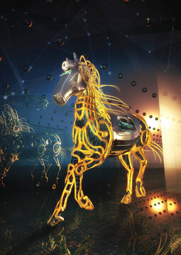 Trojan horse computer virus, conceptual illustration