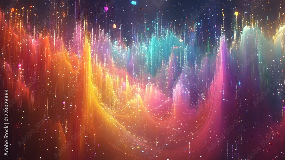 Poster abstract colorful light trails and particles background