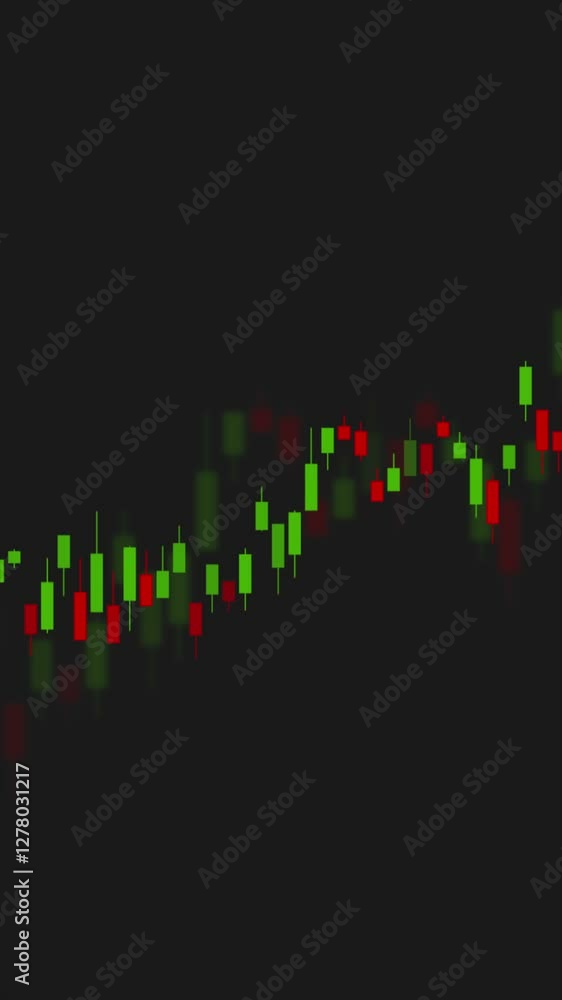 Poster abstract green red growing financial graph chart motion background. vertical video animation
