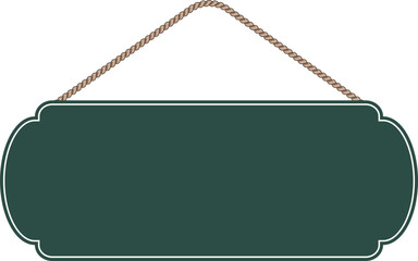 Illustration of a hanging sign board with blank copy space. Empty sign board with rope for your design. 