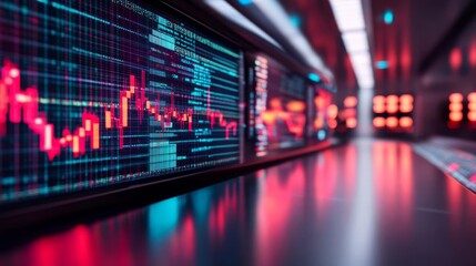 A futuristic AI-driven stock market exchange optimizing growth