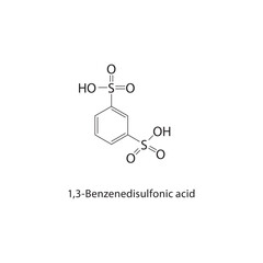 1,3-Benzenedisulfonic acid skeletal structure.Sulfonic Acid compound schematic illustration. Simple diagram, chemical formula.