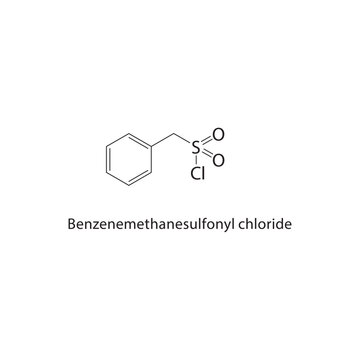Benzenemethanesulfonyl chloride skeletal structure.Sulfonyl Chloride compound schematic illustration. Simple diagram, chemical formula.
