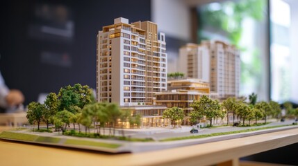 Fototapeta premium architectural model of modern apartment complex
