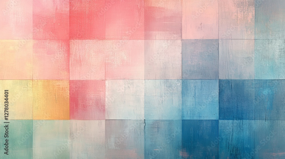 Poster a colorful tiled wall with various colors in square blocks
