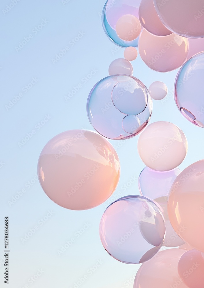 Poster abstract digital art piece that appears to be made up of multiple spheres of different sizes and col