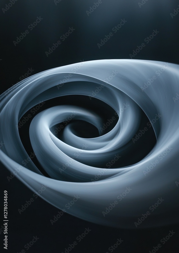 Poster close-up of a spiral-like object that appears to be made of a smooth, shiny material.