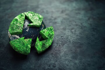 Recycled Earth Symbol on Dark Stone Background
