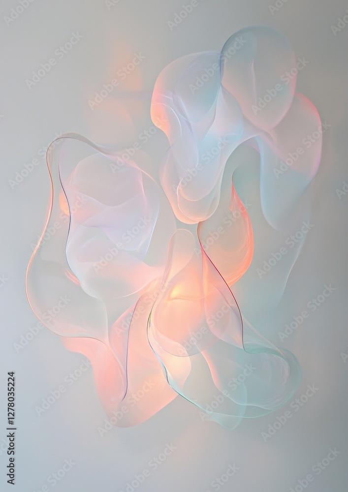 Poster abstract digital art piece that appears to be made up of three overlapping shapes. the shapes are ar