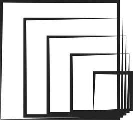 Square blended line effect. Geometric shape, digital, tech, media