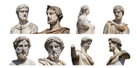 Ancient Greek Sculpture Collection of Busts and Statues Display