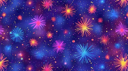 Colorful fireworks pattern in space background