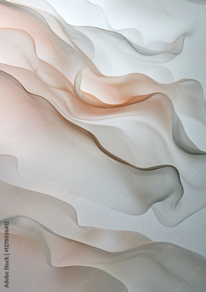 Poster abstract digital art piece that appears to be made up of multiple wavy lines in different shades of 