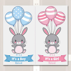 Obraz premium Charming Gender Reveal Signs with Bunny