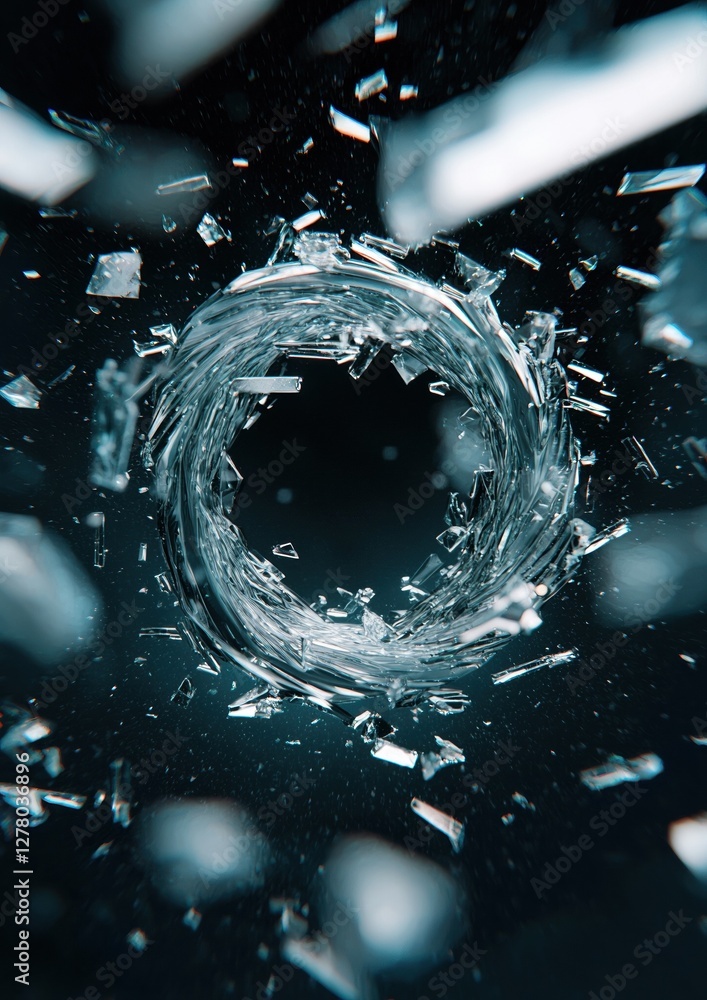 Poster close-up of a circular object that appears to be made of glass or crystal. the object is in the cent